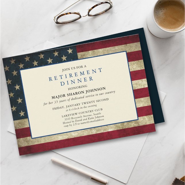 Military Red White and Blue Retirement Invitation (Creator Uploaded)