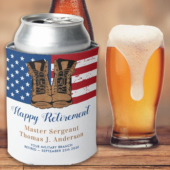 Military Retirement Army American Flag Boots Party Can Cooler (Creator Uploaded)