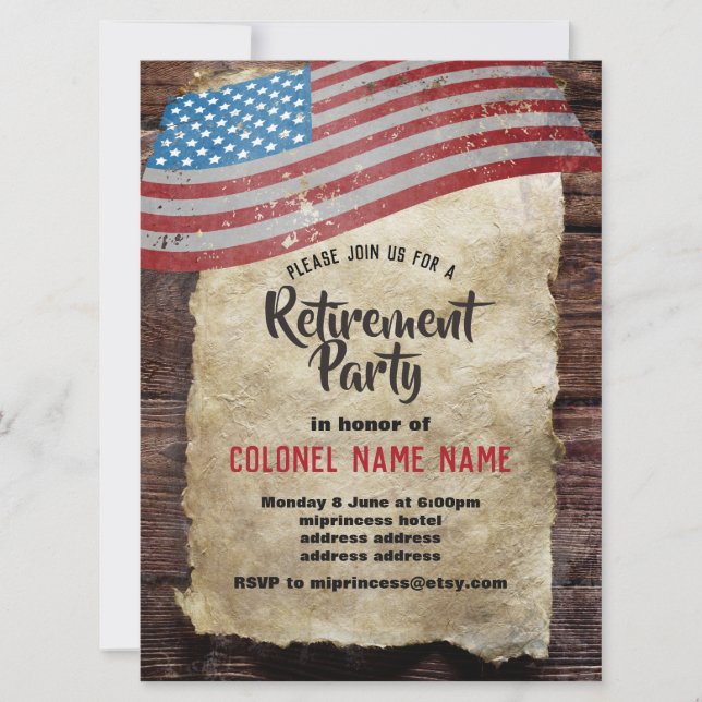 Military Retirement, Army,  retirement party Invitation (Front)