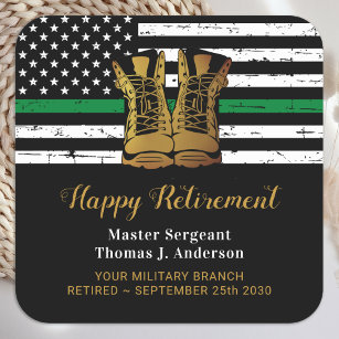 Military Retirement Army Thin Green Line Flag  Square Sticker