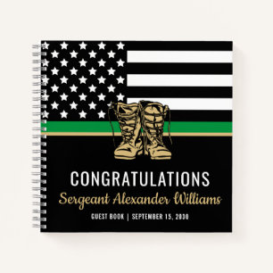 Military Retirement Green Flag Army Guest Book