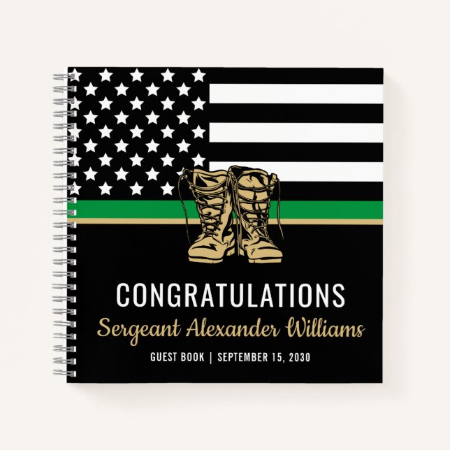 Military Retirement Green Flag Army Guest Book (Front)