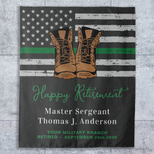 Military Retirement Leather Thin Green Line Army  Tapestry