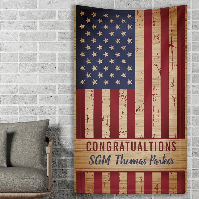 Military Retirement Party American Flag Banner (Creator Uploaded)