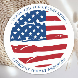 Military Retirement Party American Flag Patriotic Classic Round Sticker