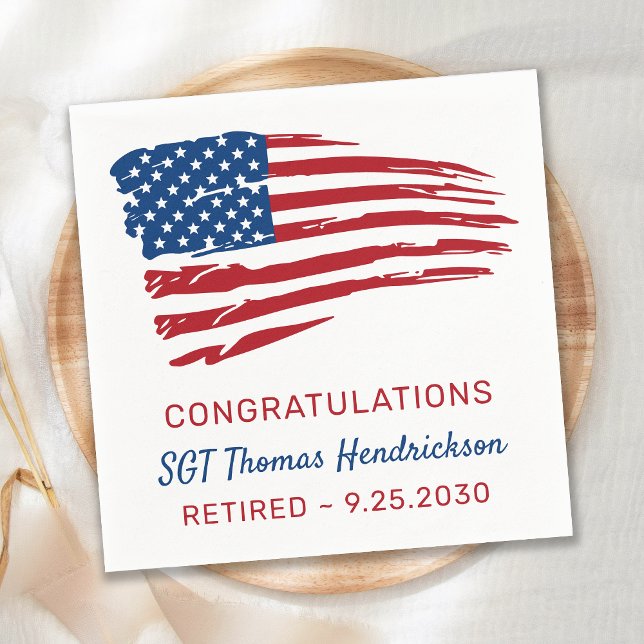 Military Retirement Party American Flag Patriotic Napkin (Creator Uploaded)