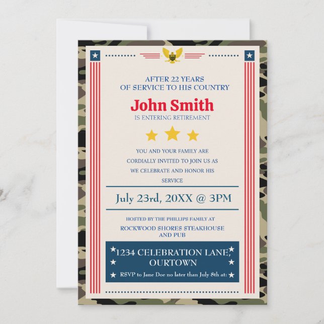 Military Retirement Party Invitation (Front)