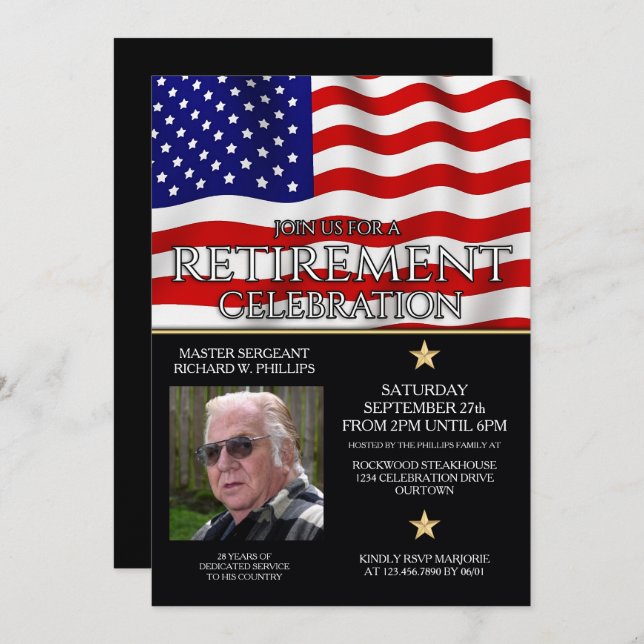 Military Retirement Party Invitations (Front/Back)