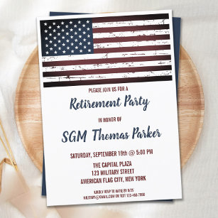 Military Retirement Party USA American Flag Invitation