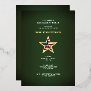 Military Retirement Party - USA Star Green Invite