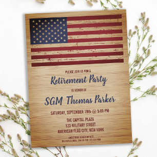 Military Retirement Patriotic America Flag Announcement Postcard