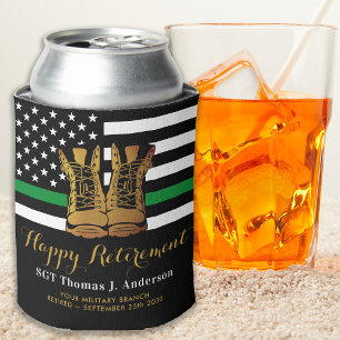 Military Retirement Personalised Thin Green Line  Can Cooler