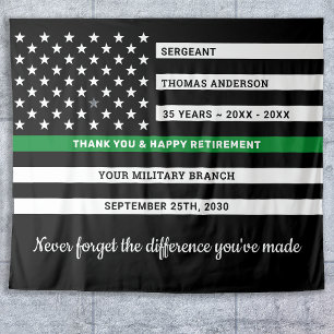 Military Retirement Personalised Thin Green Line Tapestry