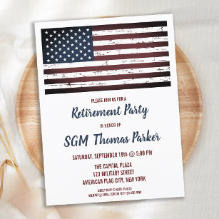 Military Retirement Stars Stripes America Flag Announcement Postcard
