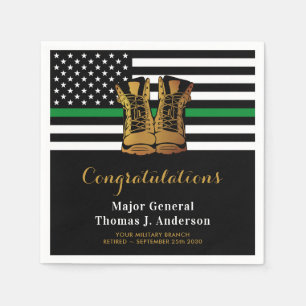 Military Retirement Thin Green Line Boots Party Napkin