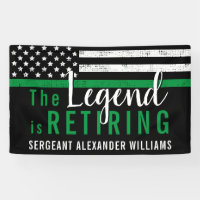 Military Retirement Thin Green Line Flag Army