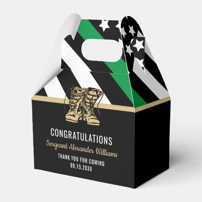 Military Retirement Thin Green Line Flag Army Favour Box (Front Side)