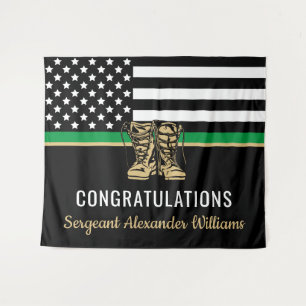 Military Retirement Thin Green Line Flag Army Tapestry
