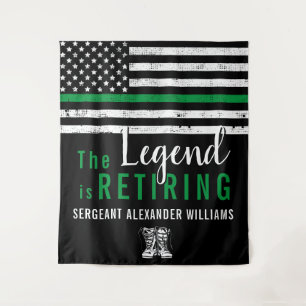 Military Retirement Thin Green Line Flag Army Tapestry