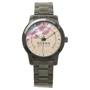Military Retirement Us Flag Commemorative Keepsake Watch