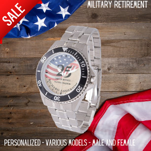 Military Retirement Watch Us Flag Personalised