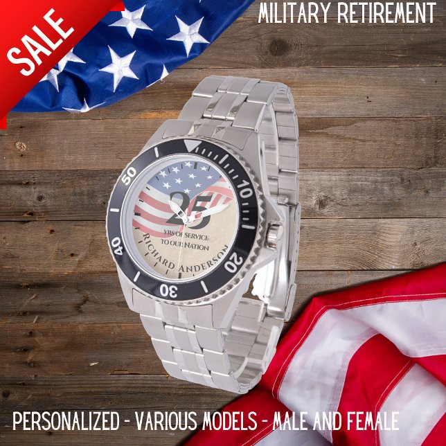 Military Retirement Watch Us Flag Personalised (Creator Uploaded)