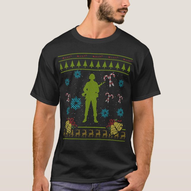 Military Soldier Christmas Ugly Sweater Design (Front)