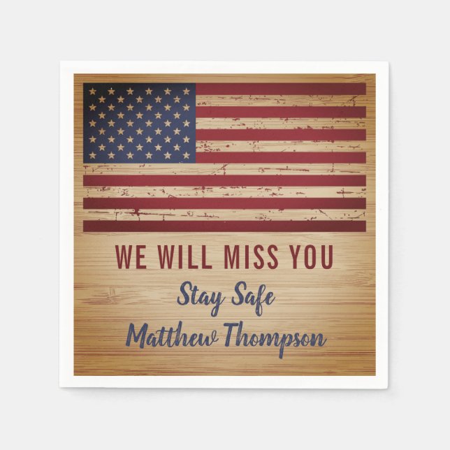 Military Soldier Going Away Party American Flag Napkin (Front)