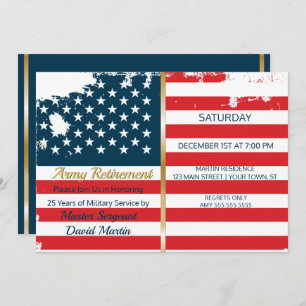 Military Soldier Retirement Party Flag Invitation