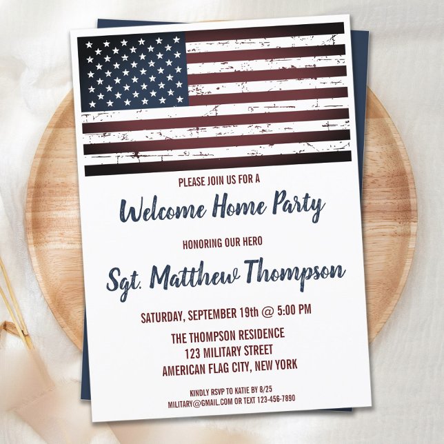 Military Soldier Welcome Home Party American Flag Invitation (Creator Uploaded)