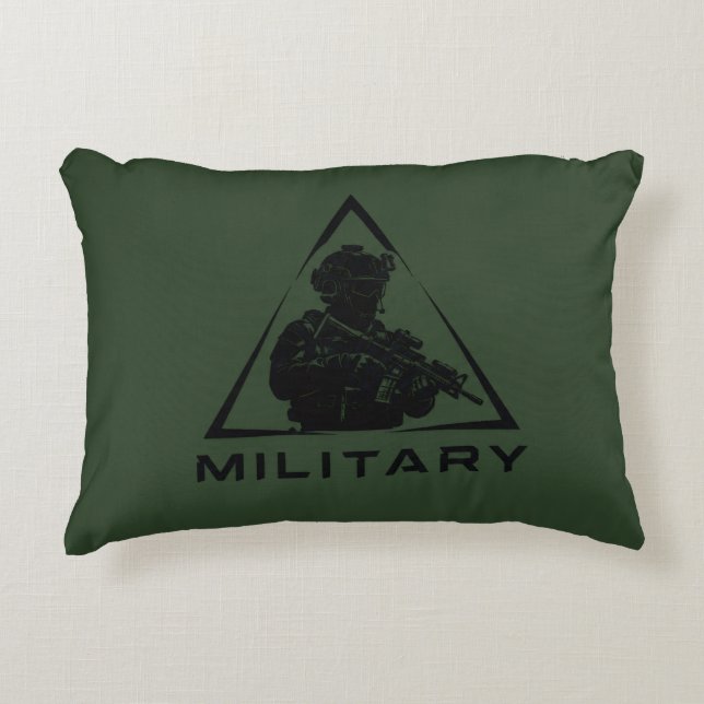 Military spec ops green design decorative cushion (Front)