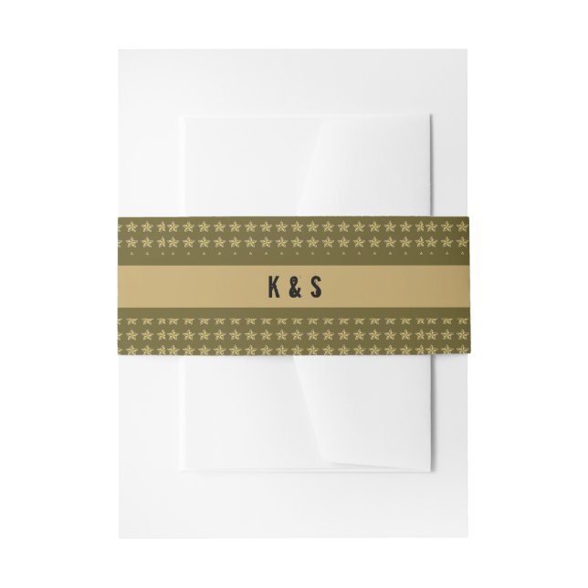 Military Stars Pattern Invitation Belly Band (Front Example)
