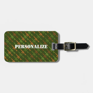 Military Style Gun Camouflage GI Rifle Cool Greens Luggage Tag