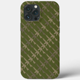 Military Style Gun Camouflage Rifle Army Green Tan iPhone 13 Pro Max Case
