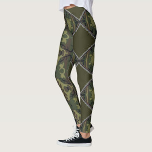 Military-style leggings with rack-cut cuts