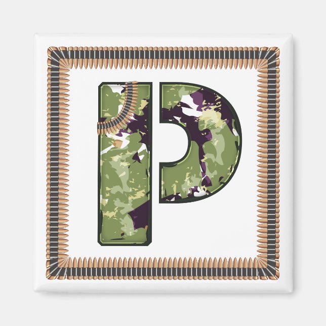 Military Style Letter Of P Magnet (Front)