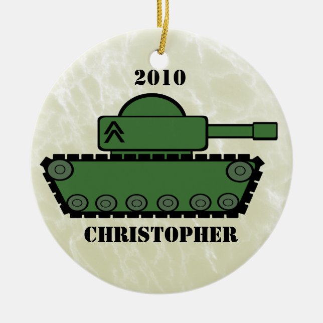 Military Tank Ceramic Tree Decoration (Front)