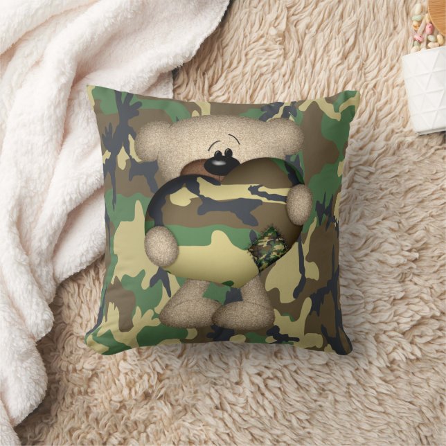 Military Teddy Bear With Giant Heart Cushion (Blanket)