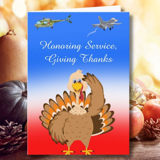 Military Thanksgiving Turkey Saluting  Card (Creator Uploaded)