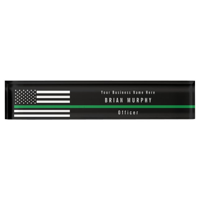 Military Thin Green Line American Flag Monogram Nameplate (Front)