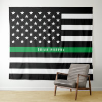 Military Thin Green Line American Flag Monogram