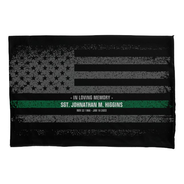 Military Thin Green Line American Flag  Pillowcase (Front)