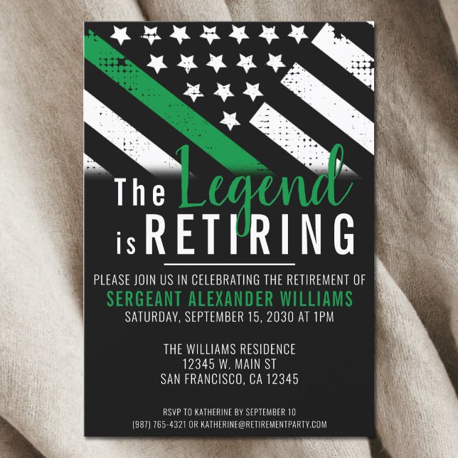 Military Thin Green Line Army Retirement Party Invitation (Military Thin Green Line Army Retirement Party Invitation)