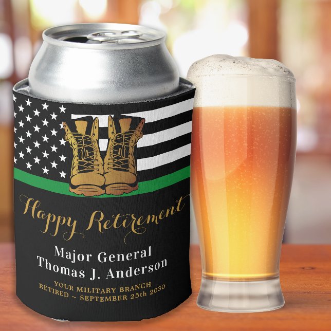 Military Thin Green Line Boots Retirement Party  Can Cooler (Creator Uploaded)