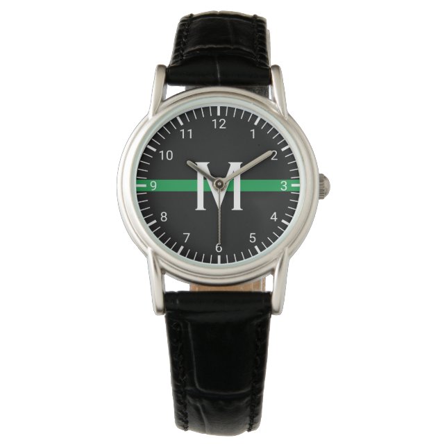 Military Thin Green Line Monogrammed Watch (Front)