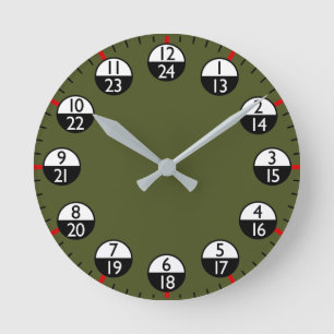 Military Time 24 hour  Round Clock