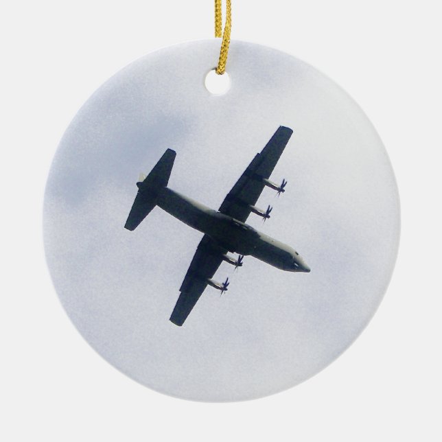 Military Transport Aircraft Ceramic Tree Decoration (Front)