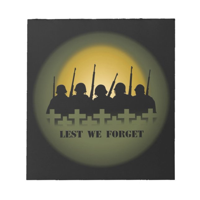 Military Tribute Notepad Lest We Forget Notepad (Front)