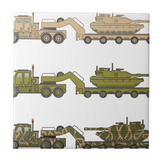 Military Truck pulling tank Tile