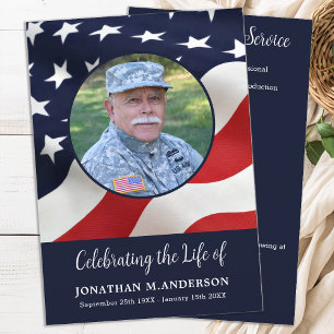 Military - US Flag - Celebration Of Life - Funeral Programme